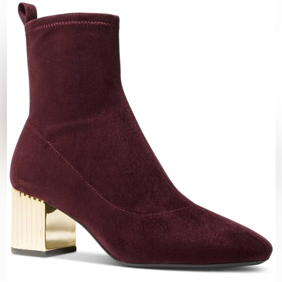 NWT Michael Michael Kors Porter Bootie In Merlot Size 6 - Picture 1 of 13